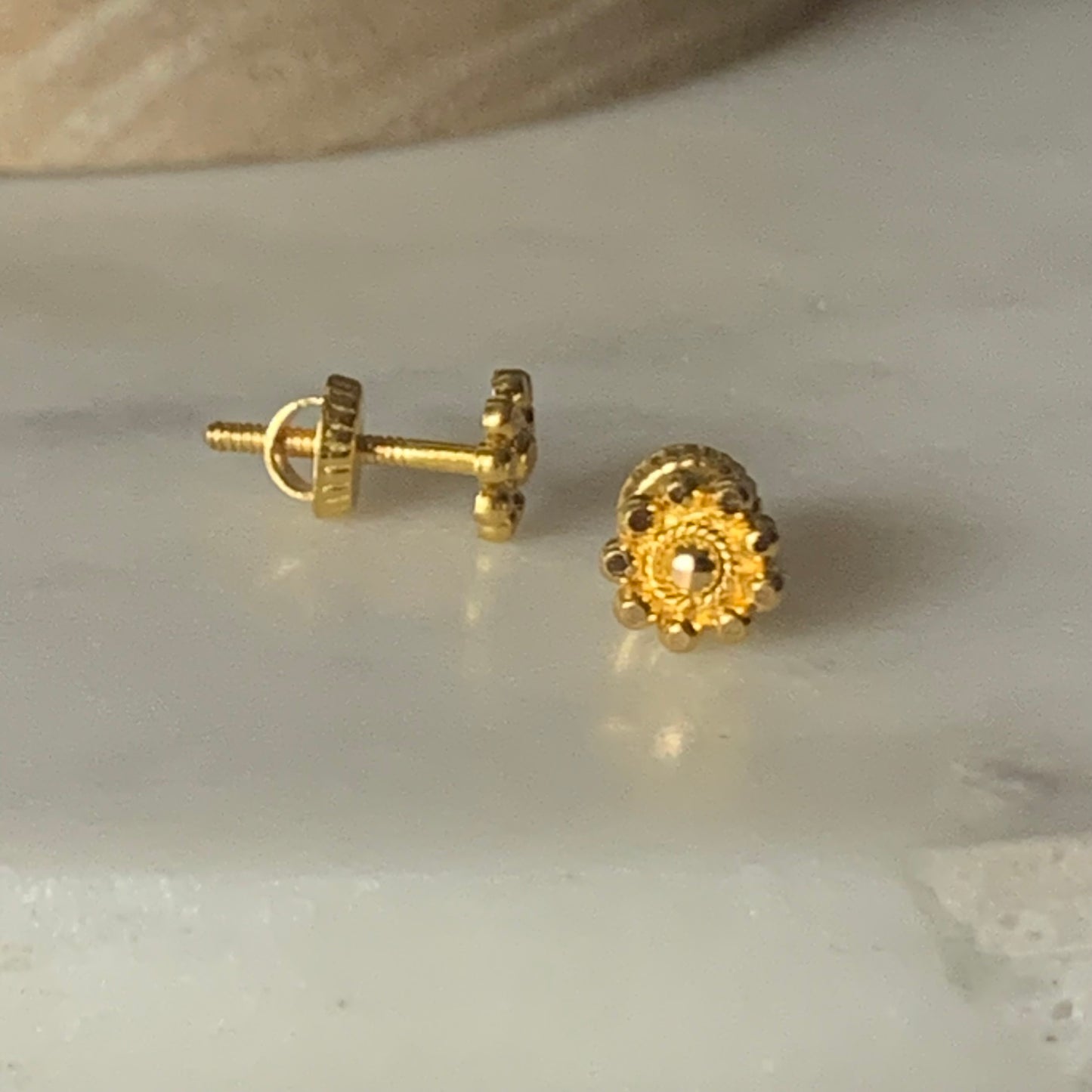22ct Gold Flower Stud Pair | 6mm
