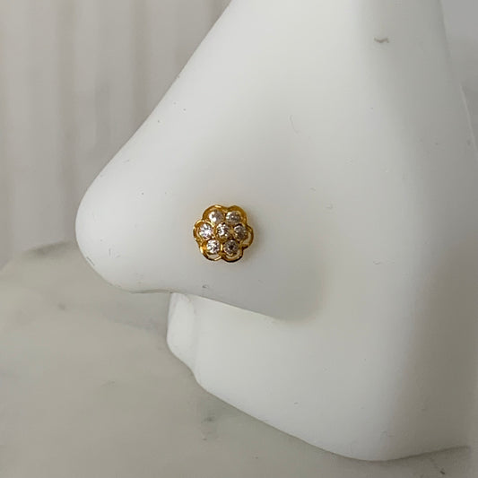 18ct Gold Flower Stud | 7mm