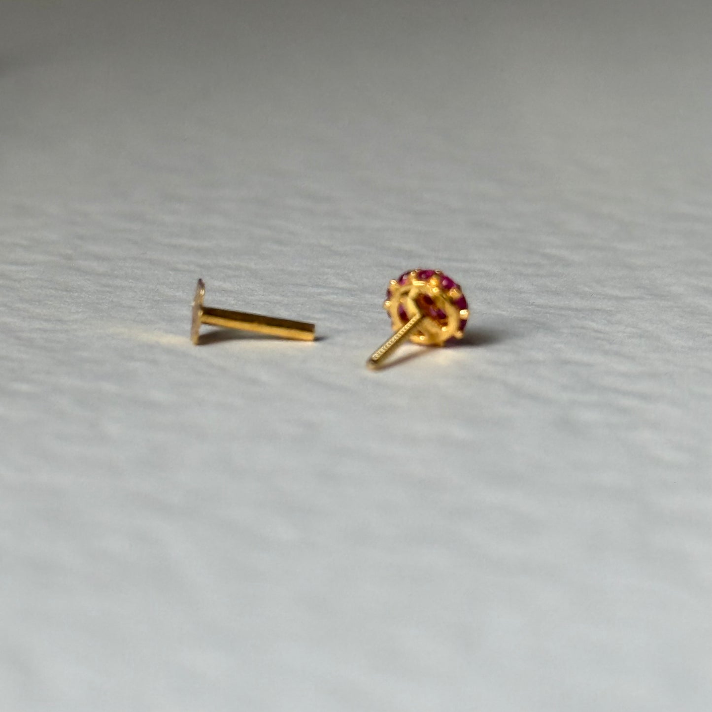14ct gold stud SINGLE stud | pink cubic zirconia