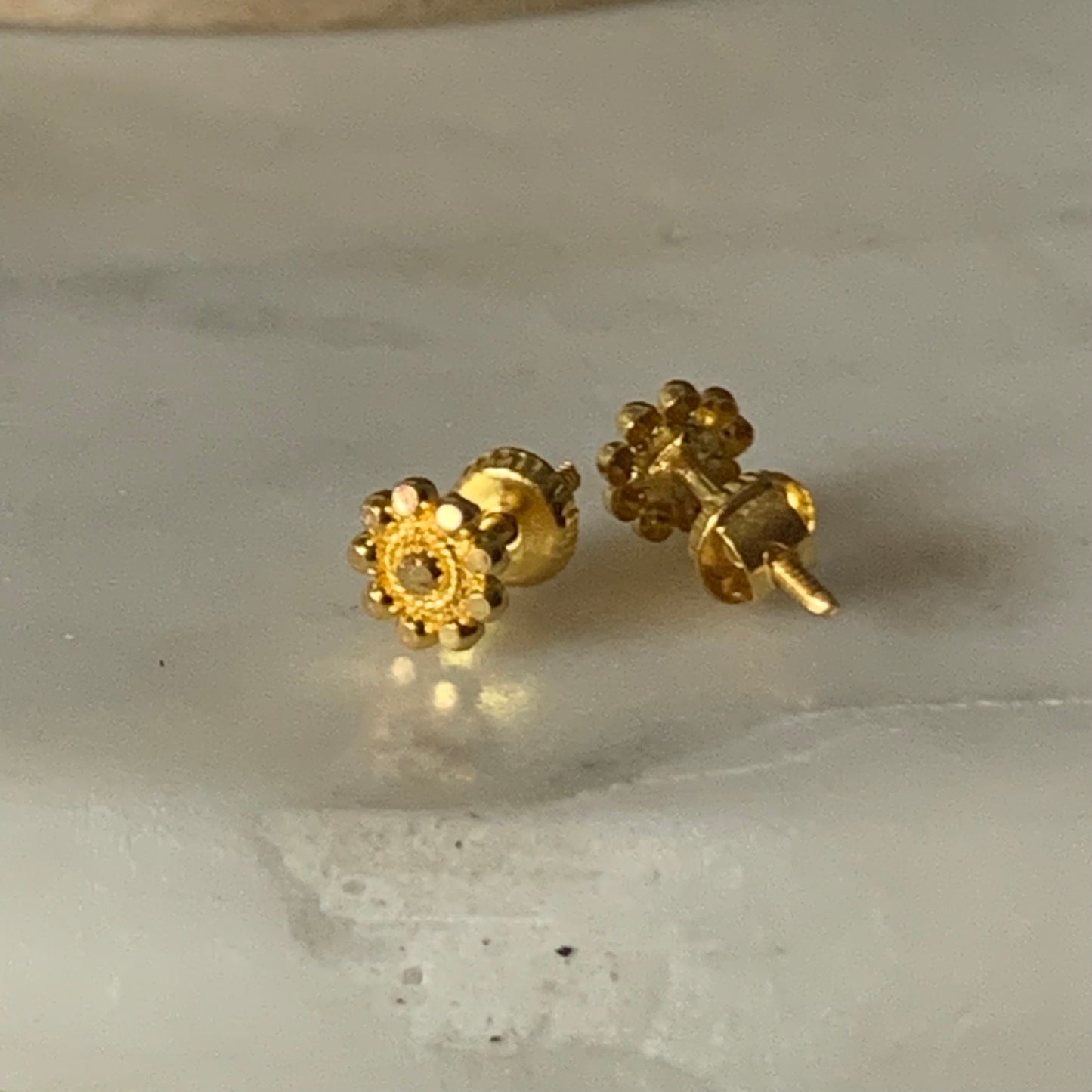 22ct Gold Flower Stud Pair | 6mm