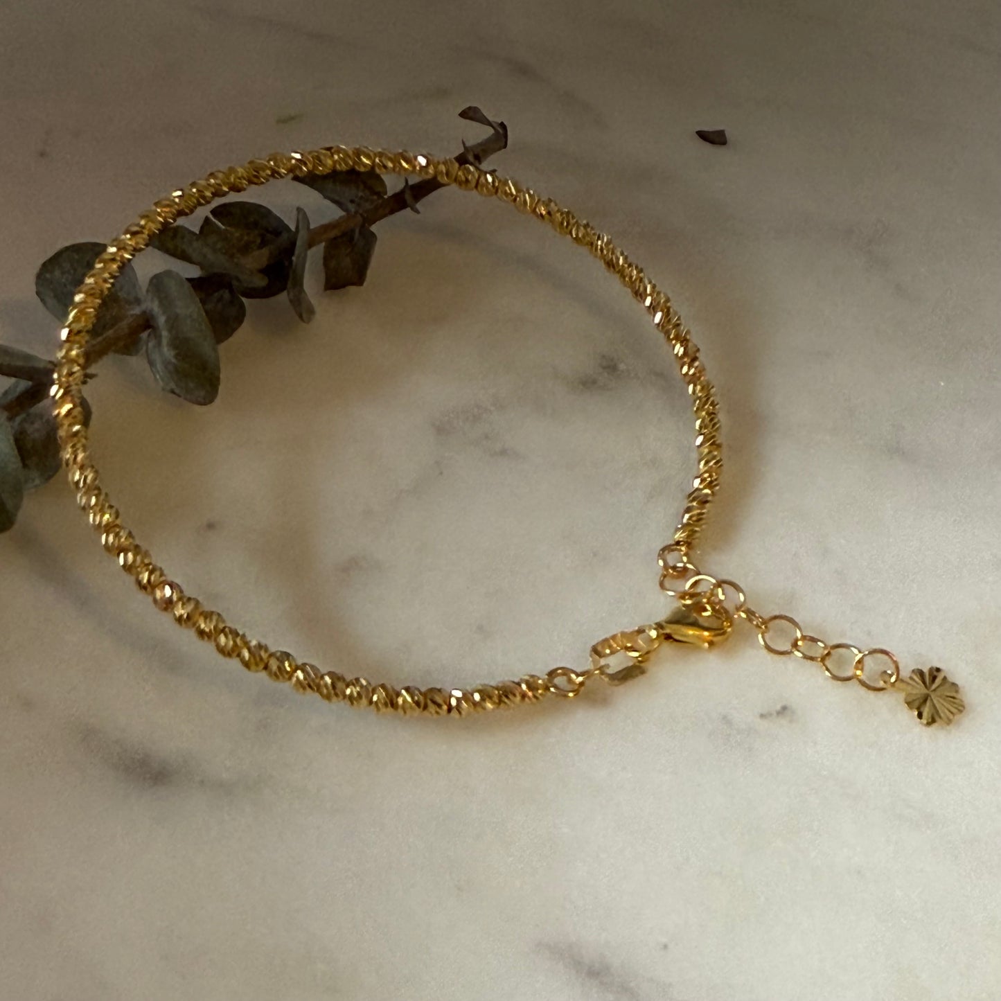 22ct gold beaded bangle bracelet | XS