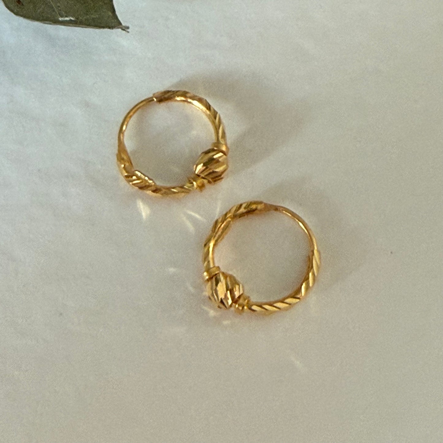 22ct gold extra small hoop pair