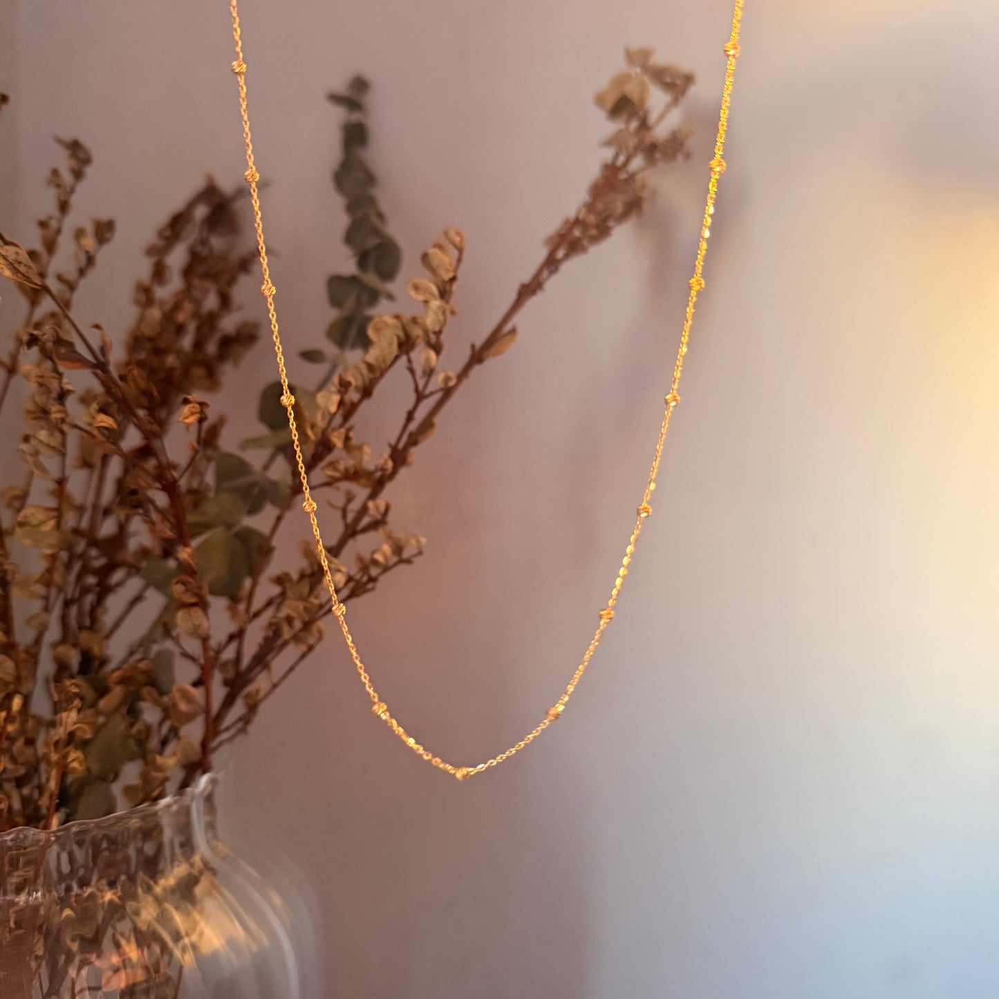 22ct Gold minimalist beaded necklace | 18.5 inches