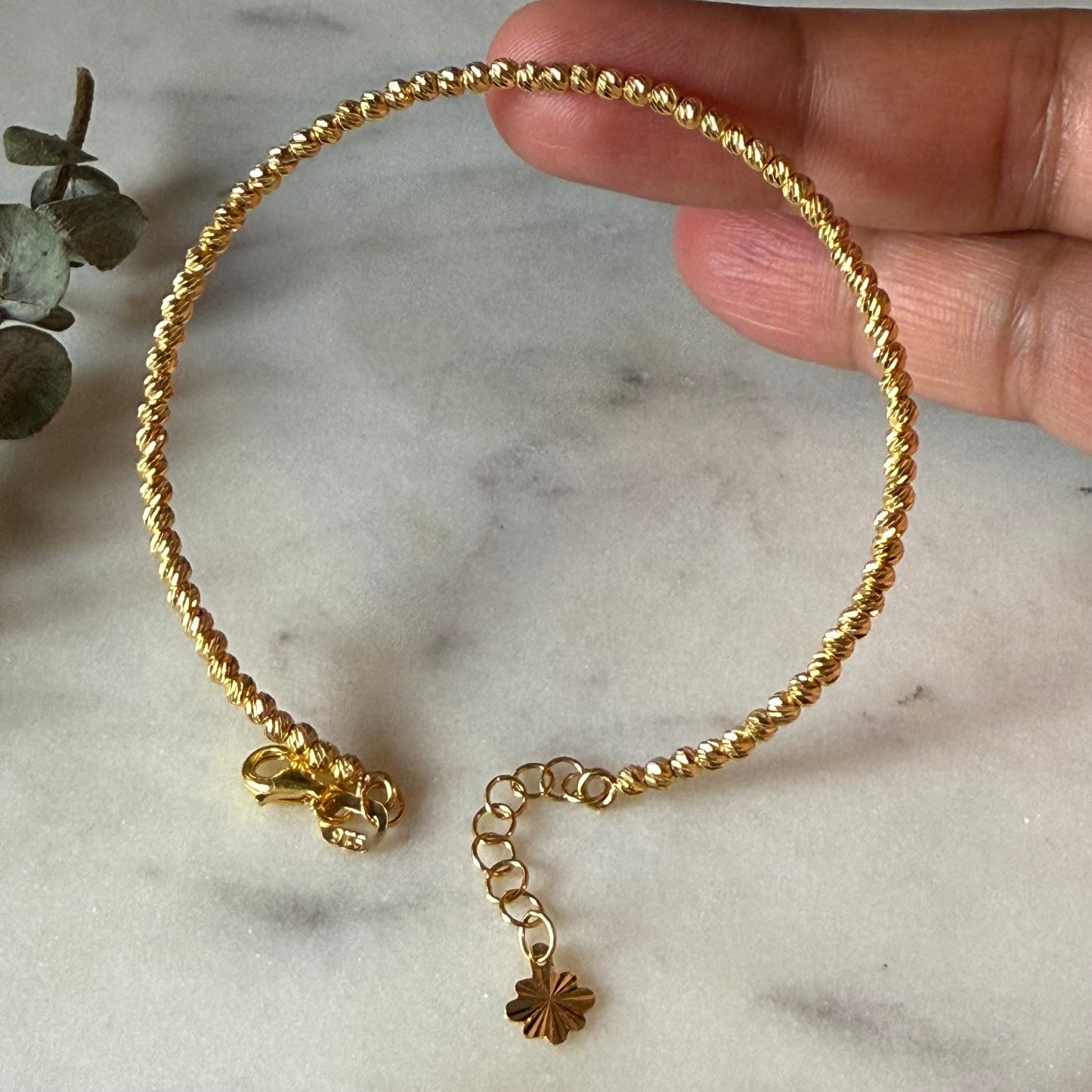 22ct gold beaded bangle bracelet | XS