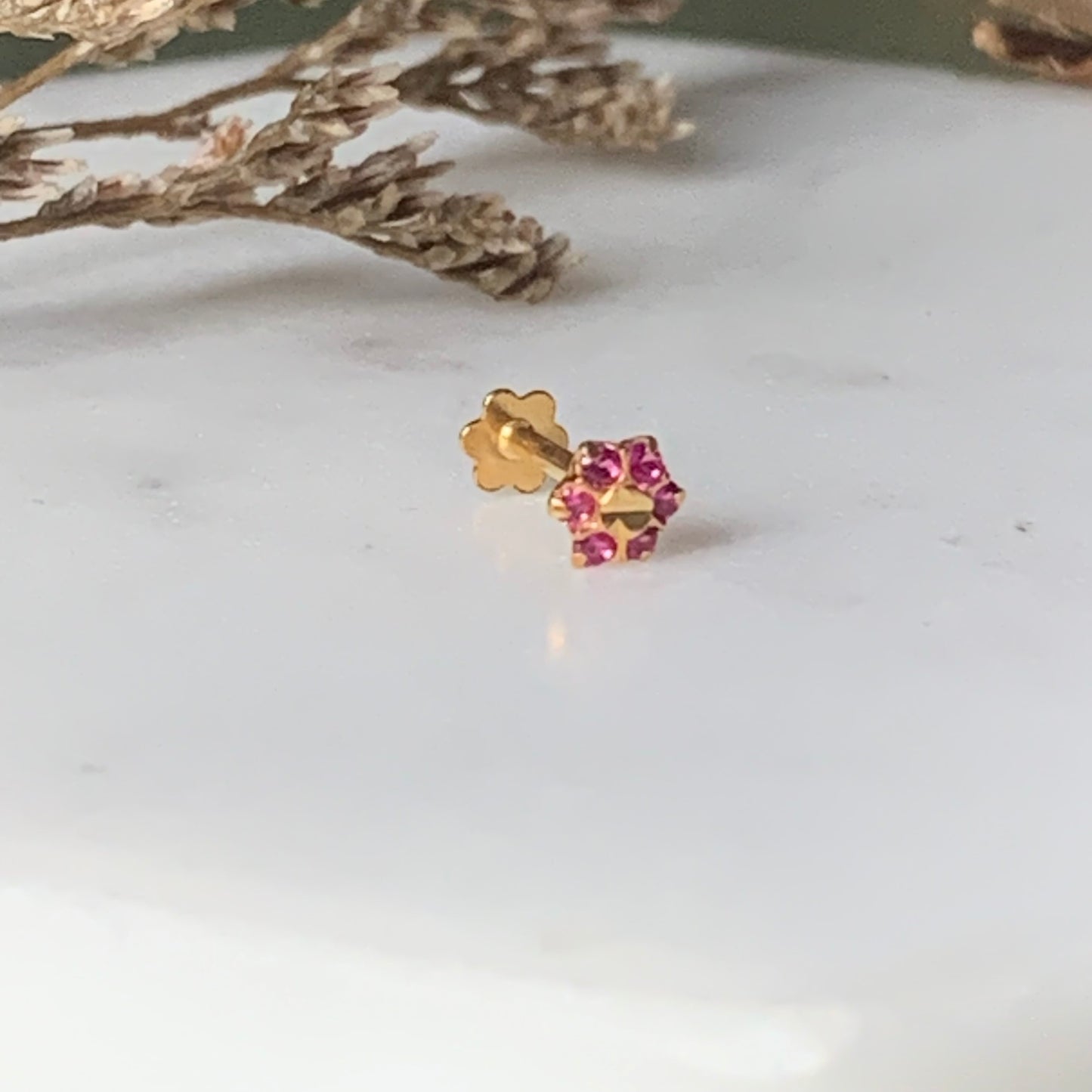 18ct Gold Flower Stud | 4mm