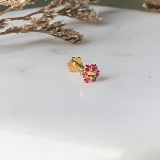 18ct Gold Flower Stud | 4mm