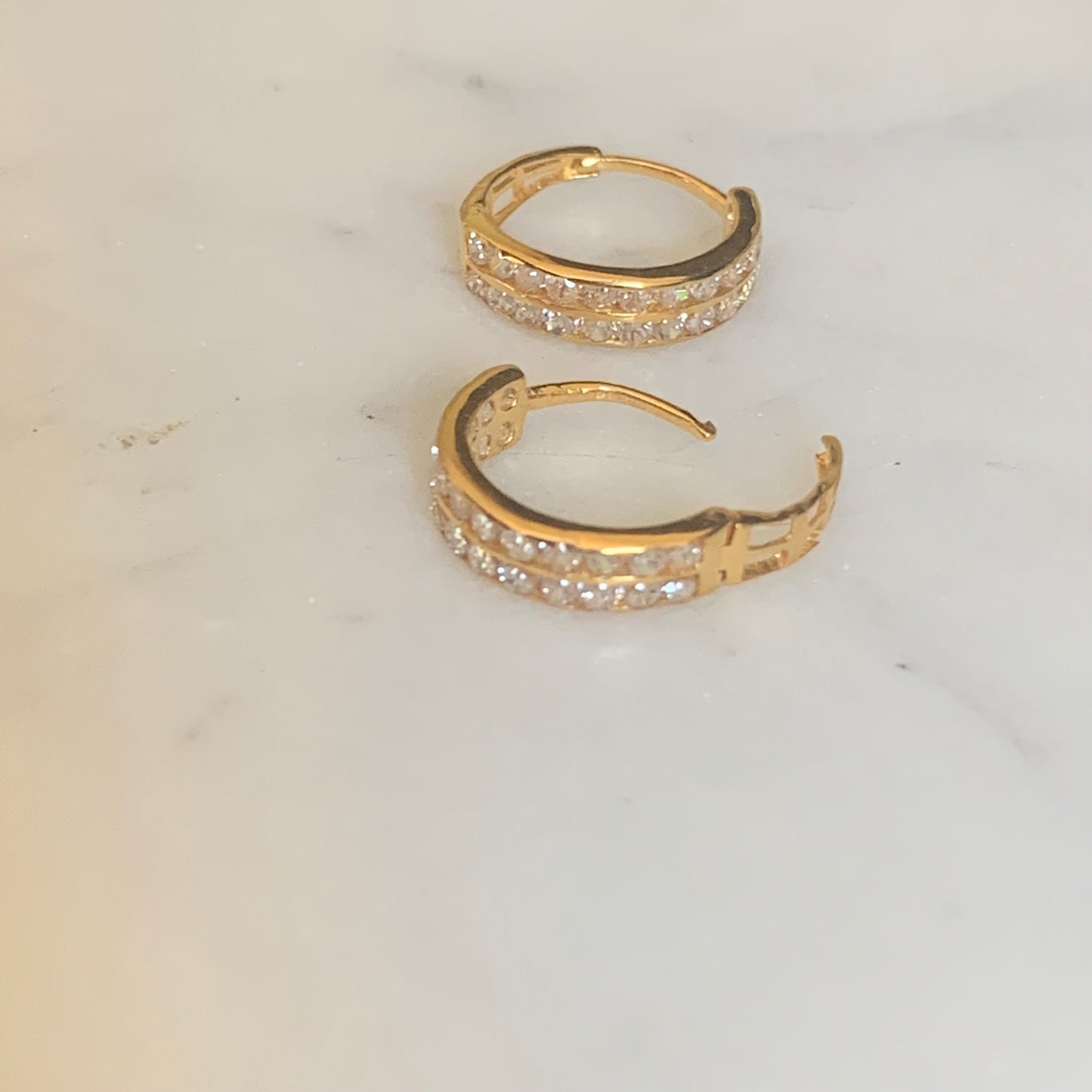 18ct Gold Hoop Pair with CZ | 10mm