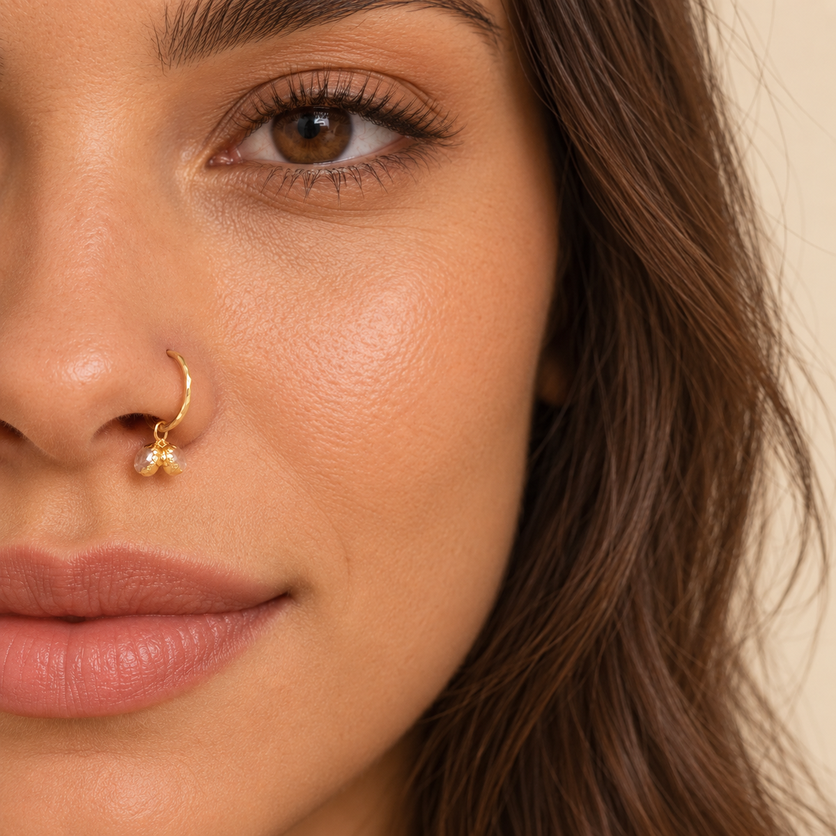 Bella | 18ct gold floral droplet hoop (6,7 & 8mm)