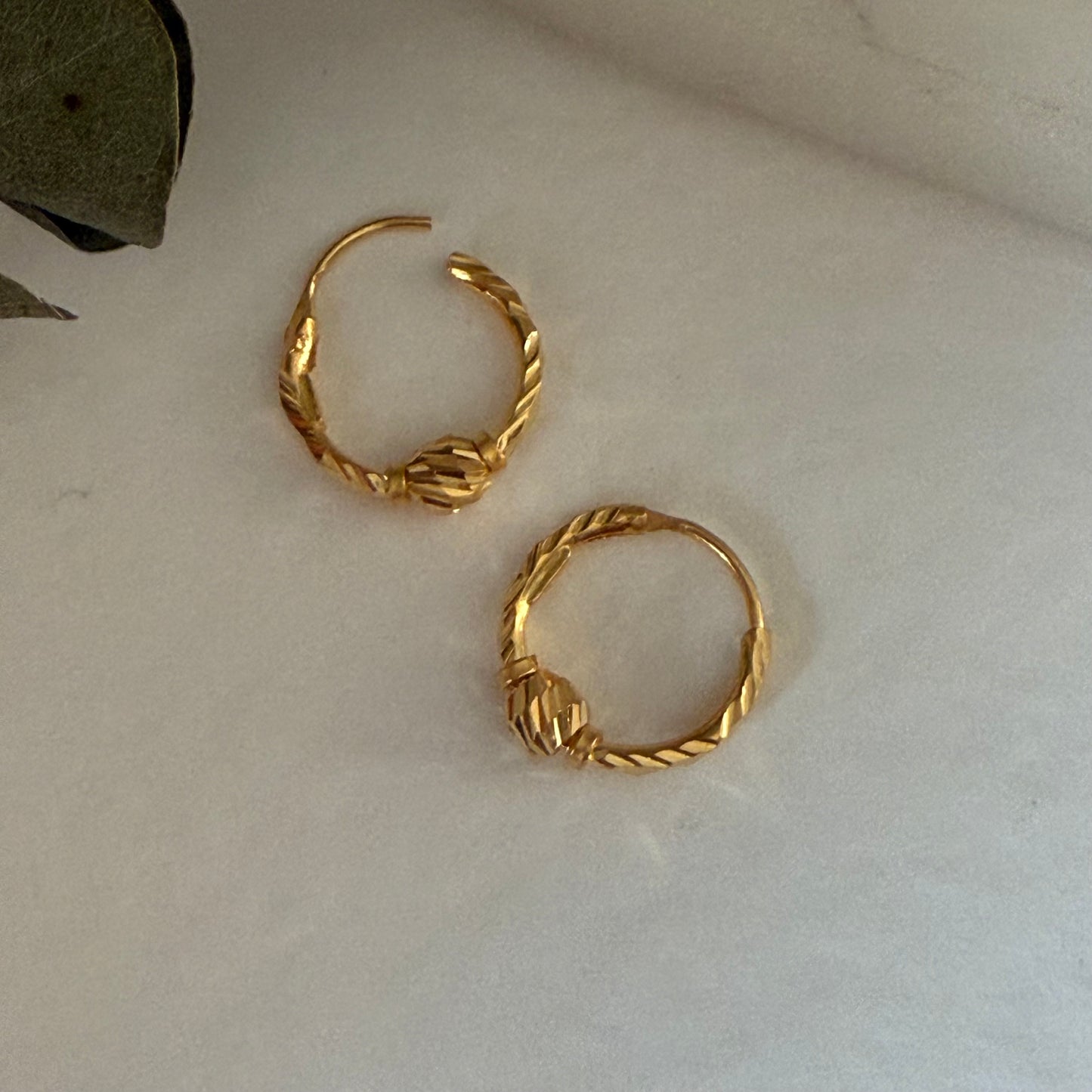 22ct gold extra small hoop pair