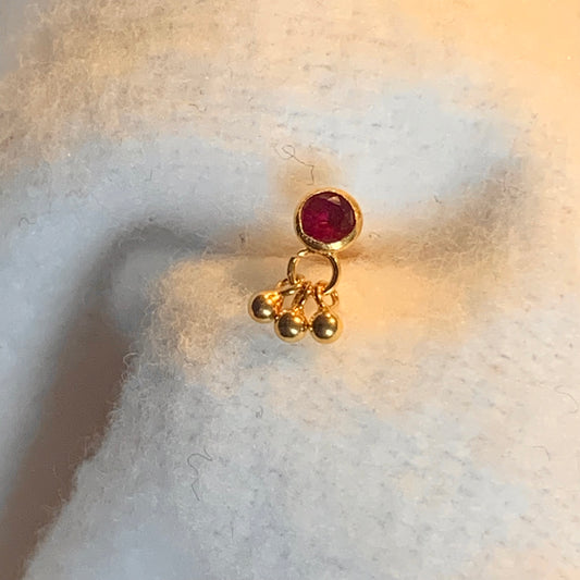 18ct Gold Dangly Single Stud | 3mm