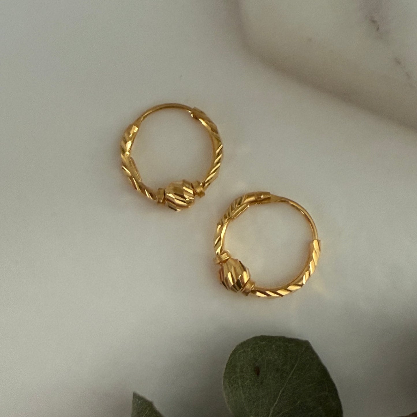 22ct gold extra small hoop pair