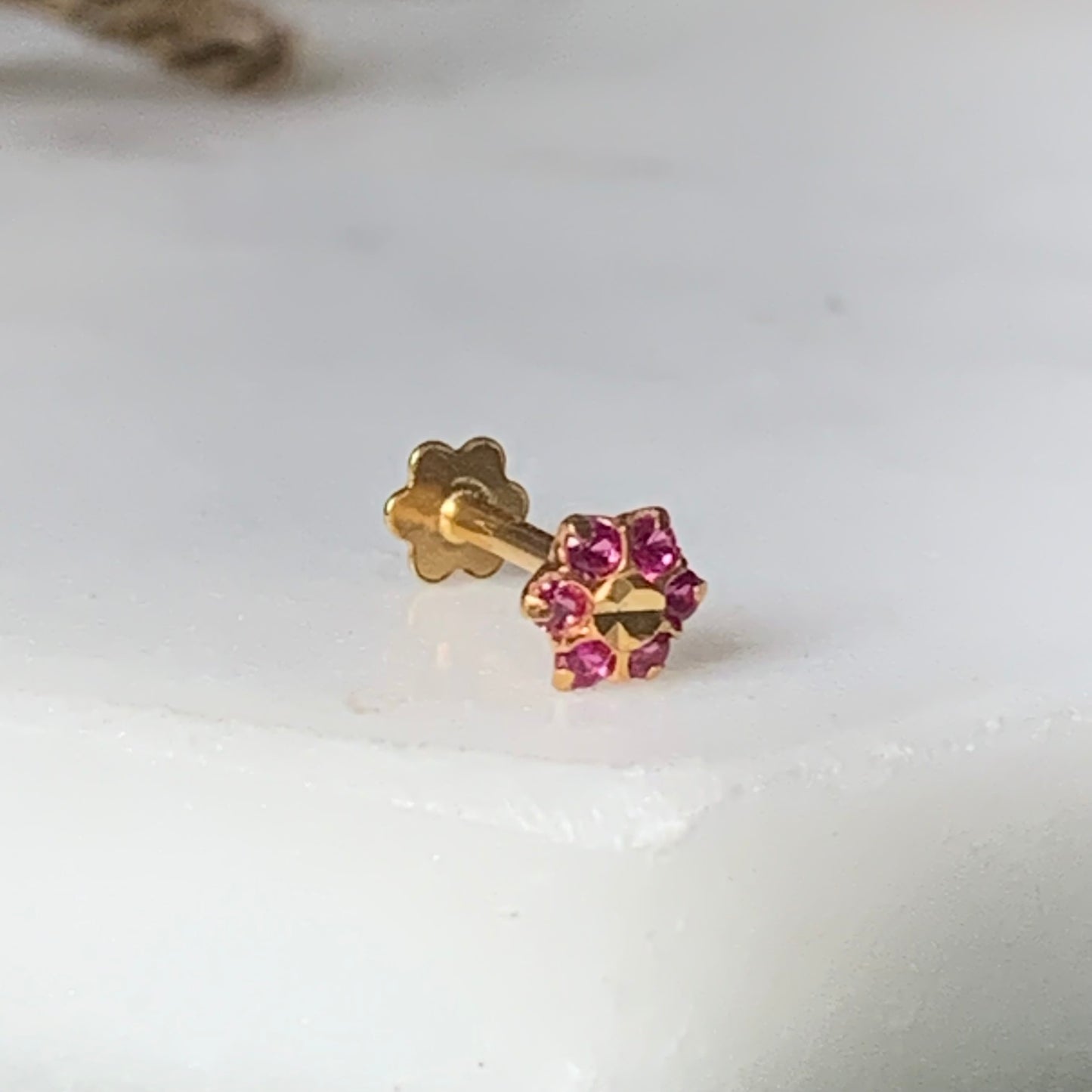 18ct Gold Flower Stud | 4mm