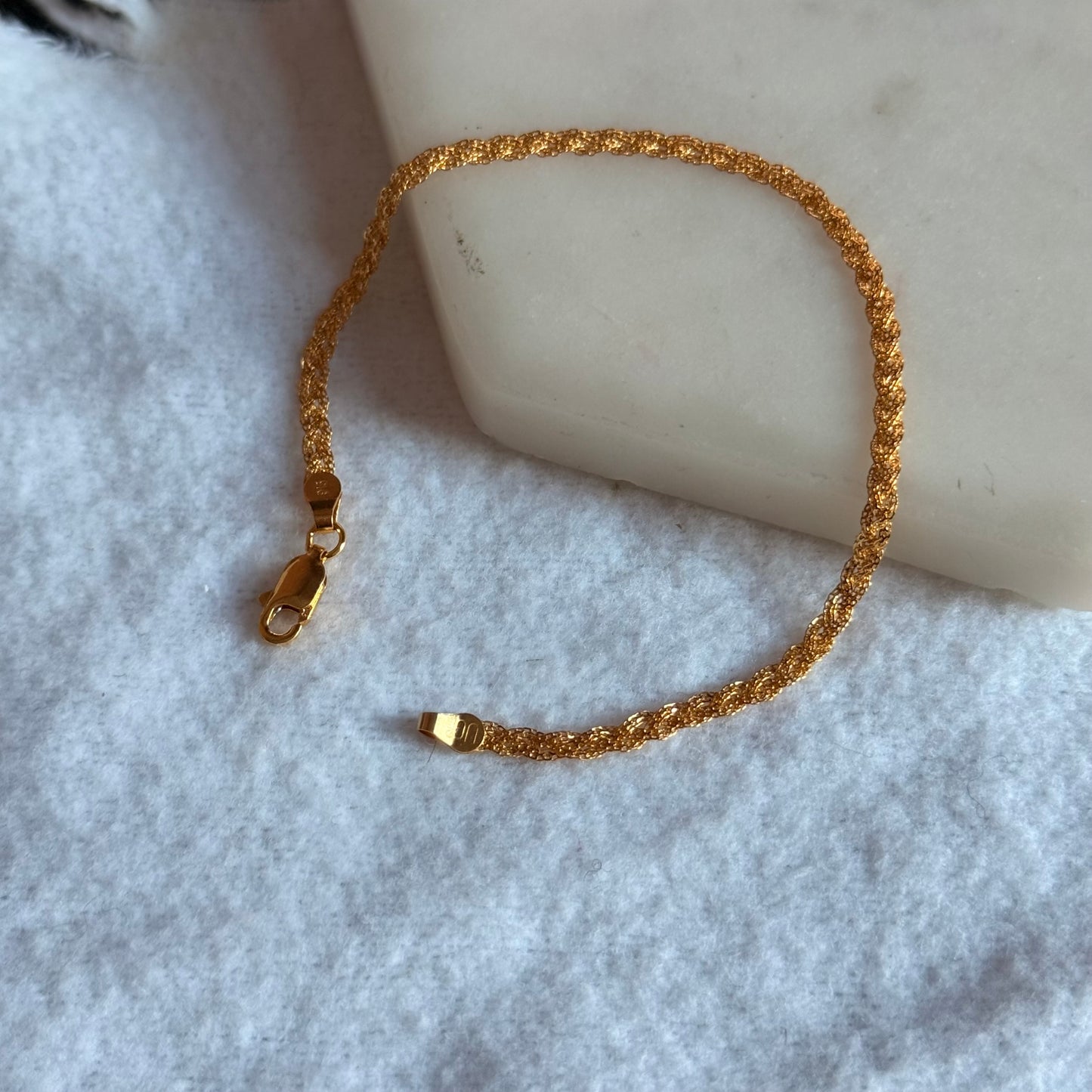 22ct gold minimal braided bracelet