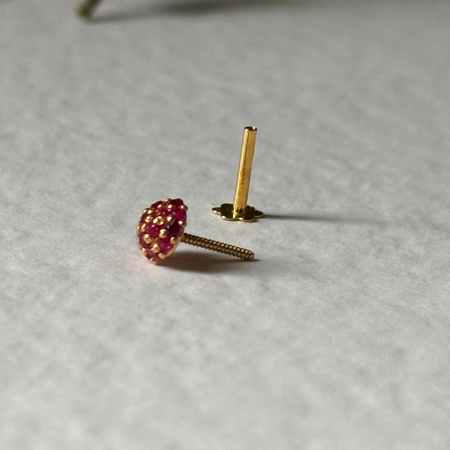 14ct gold stud SINGLE stud | pink cubic zirconia