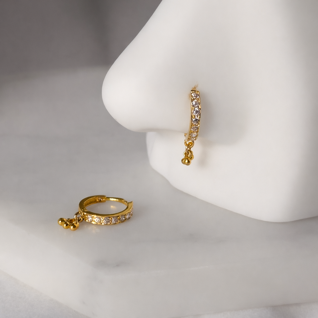 18ct Gold dangly Hoop | 8mm