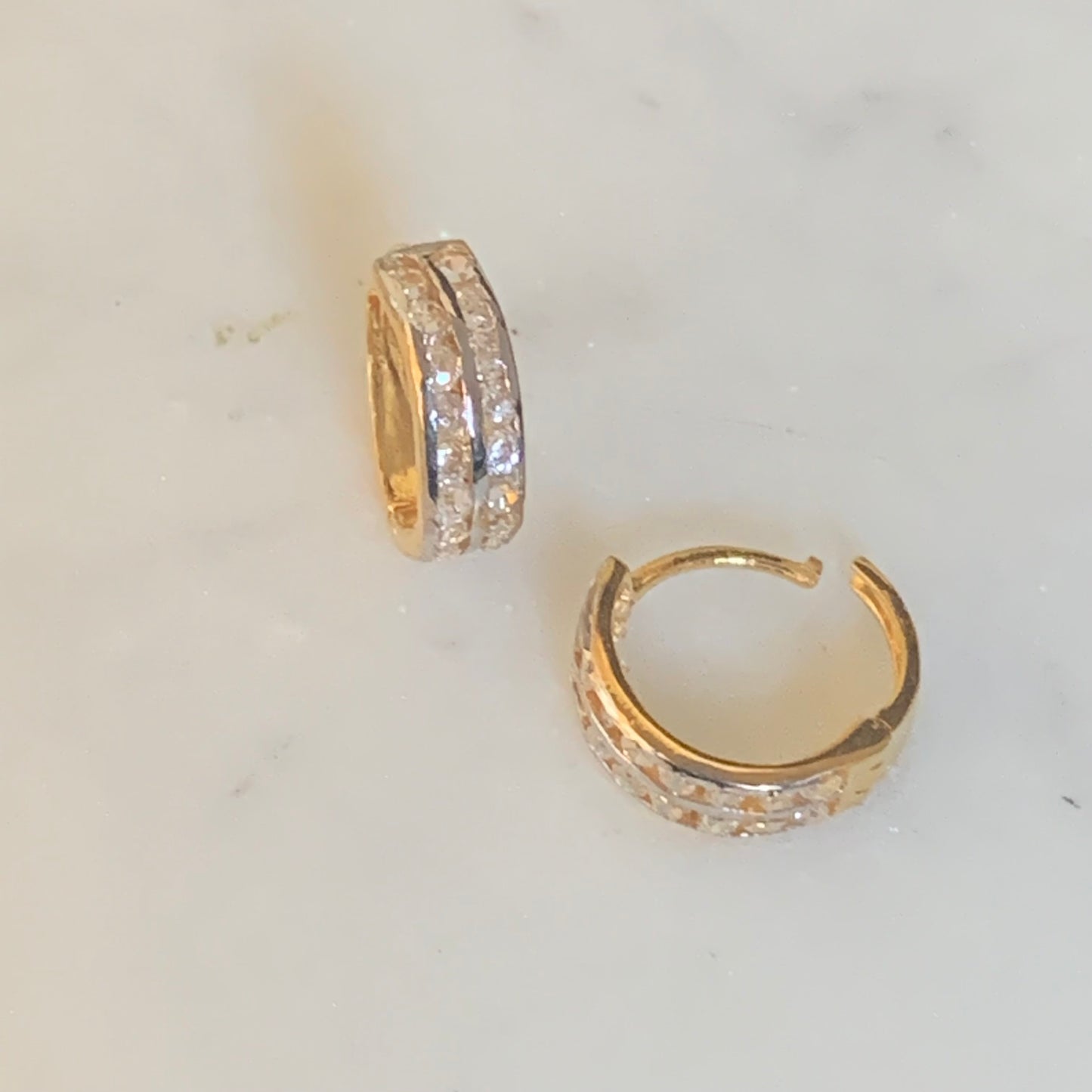 18ct Gold Hoop Pair with CZ | 10mm