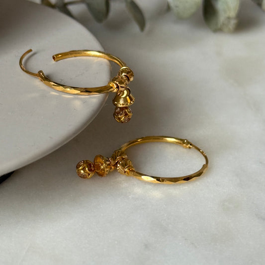 Pre loved, 18ct gold jumka hoop pair | medium