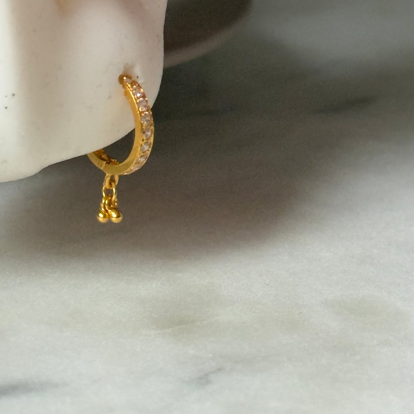18ct gold beaded Huggies | 10mm