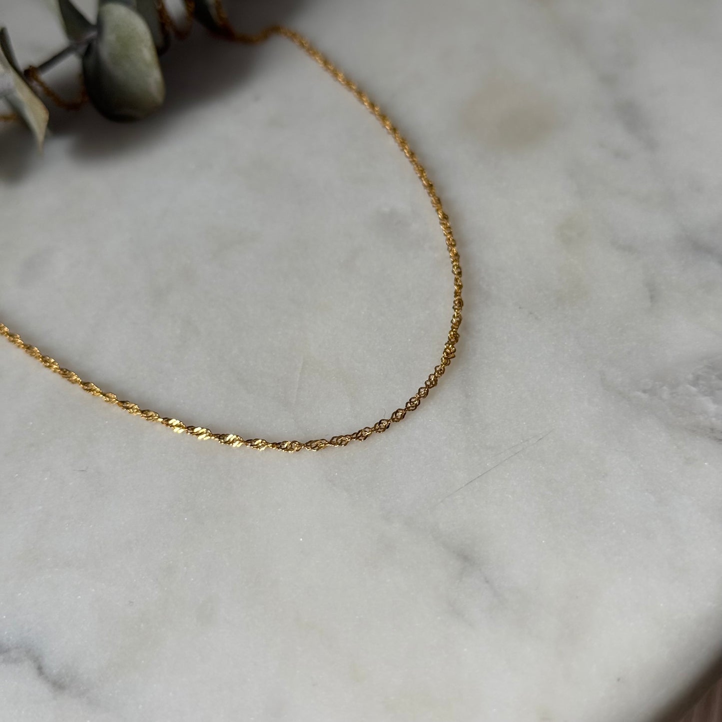 22ct Gold Dainty Ripple Chain | 16 inches