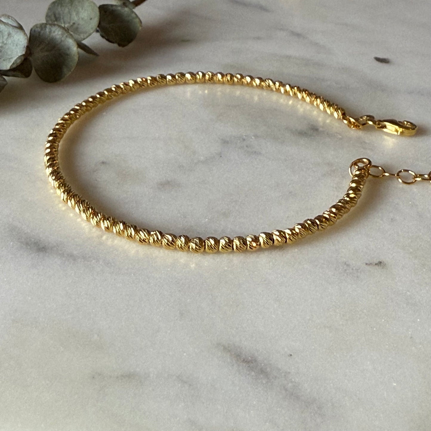 22ct gold beaded bangle bracelet | XS