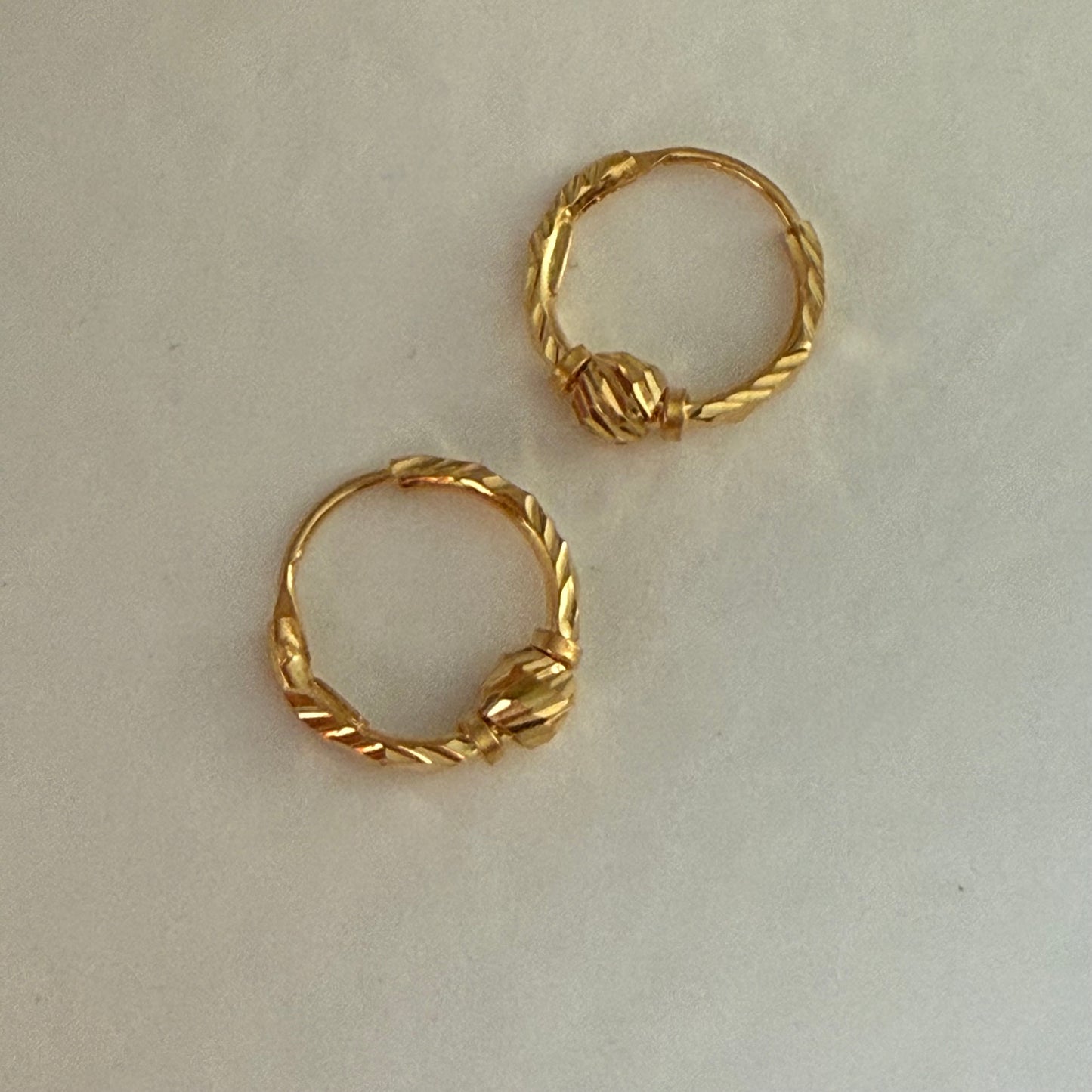 22ct gold extra small hoop pair