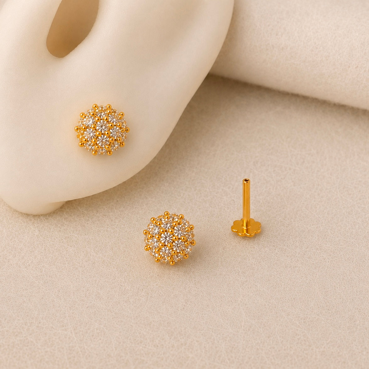 Aqsa | 18ct gold dome stud pair (6mm)