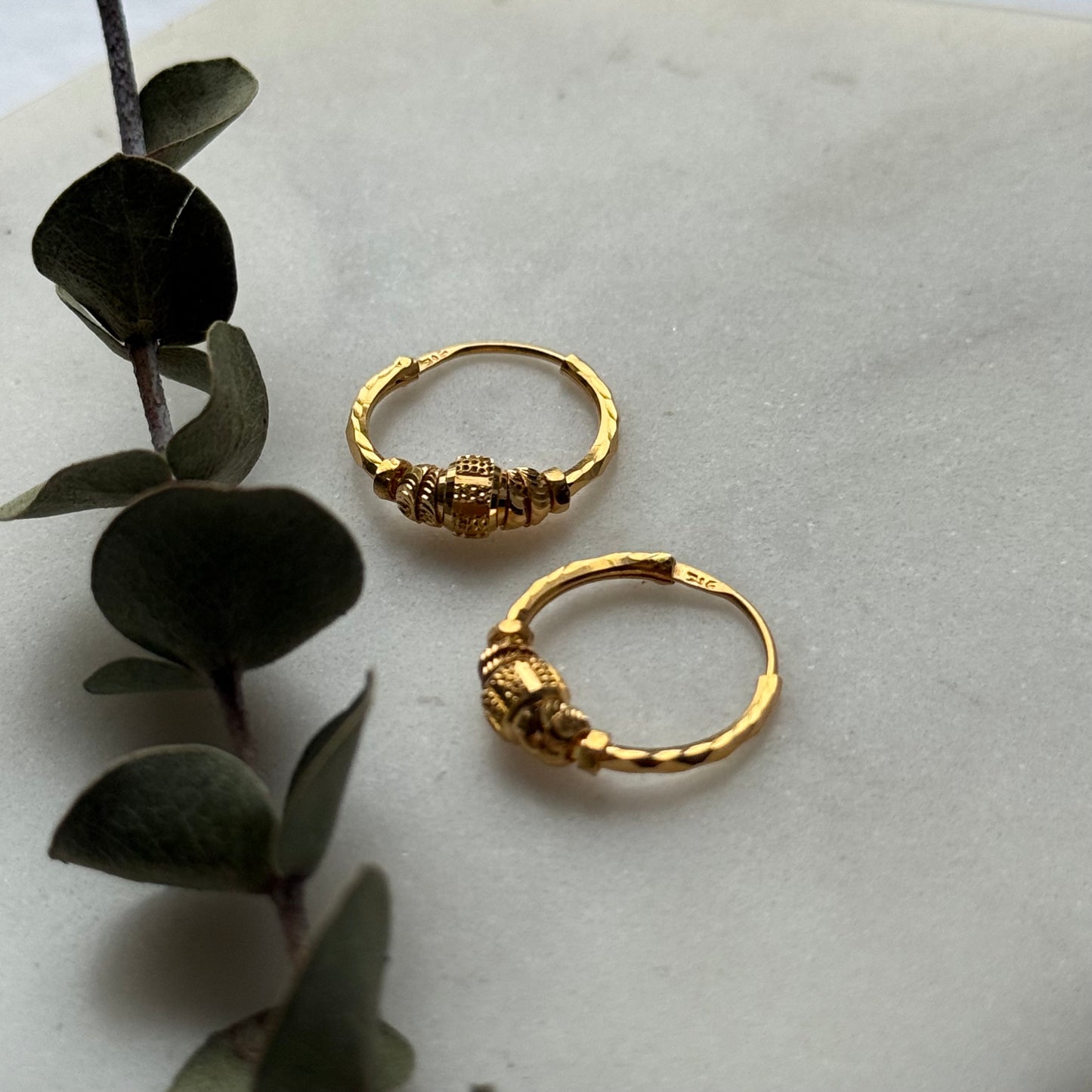 22ct gold hoop pair | 14mm