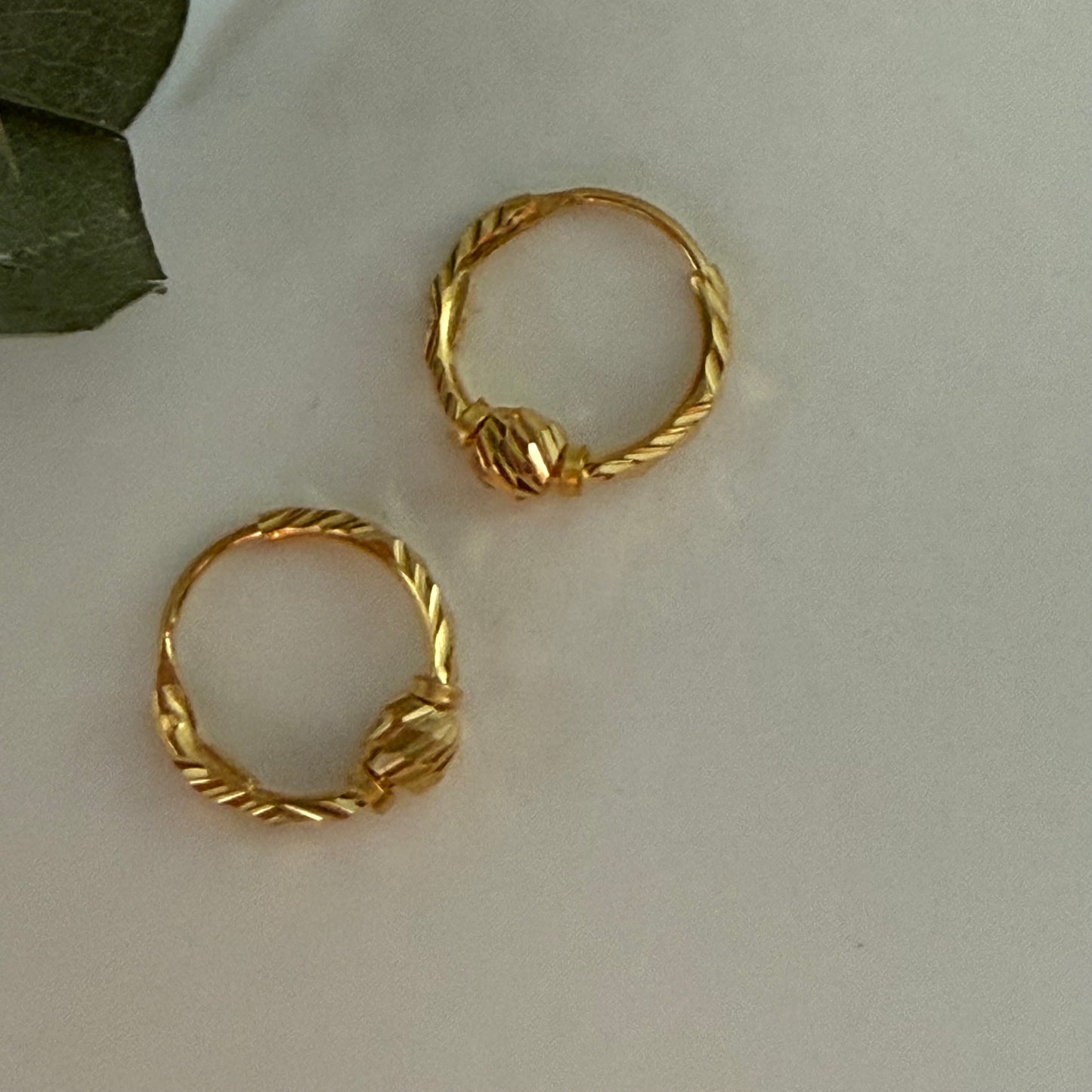 22ct gold extra small hoop pair