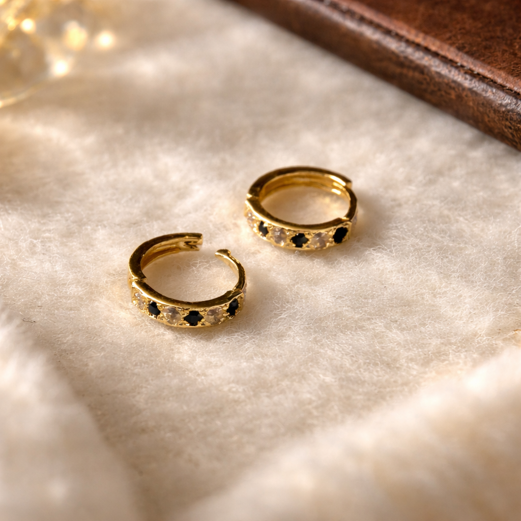 Black beauty, 18ct Gold Hoop | 7mm
