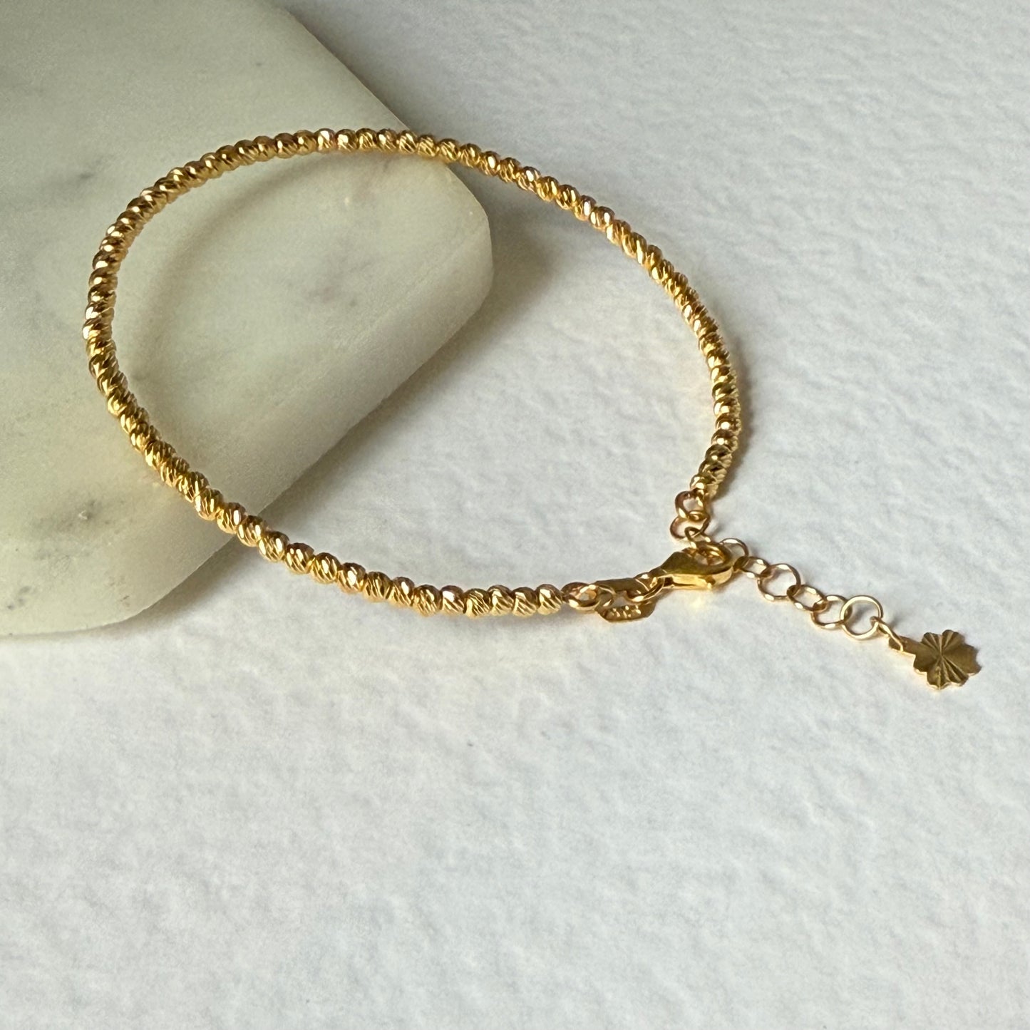 22ct gold beaded bangle bracelet | XS