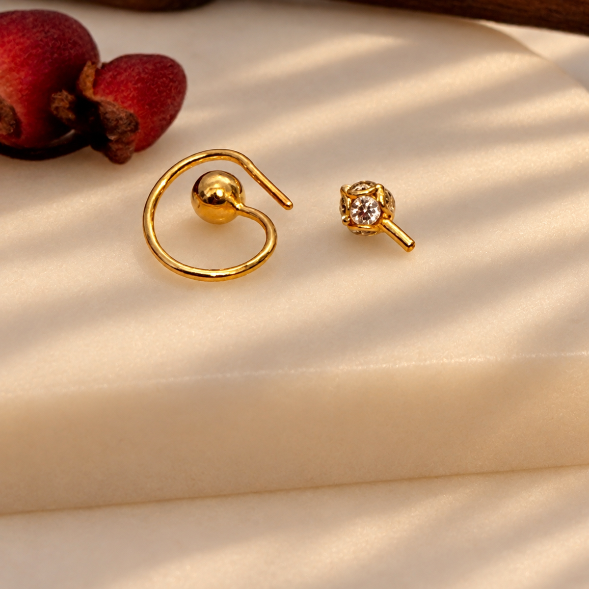 Autumnal | 18ct gold Spiral Barbell