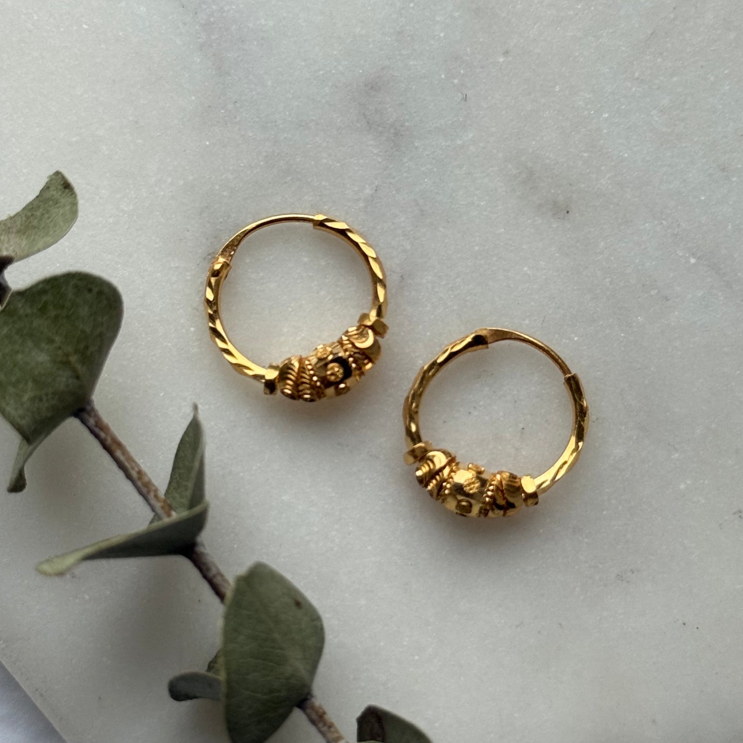 22ct gold hoop pair | 12mm
