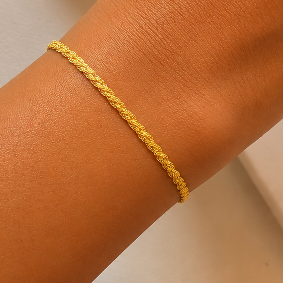 22ct gold minimal braided bracelet
