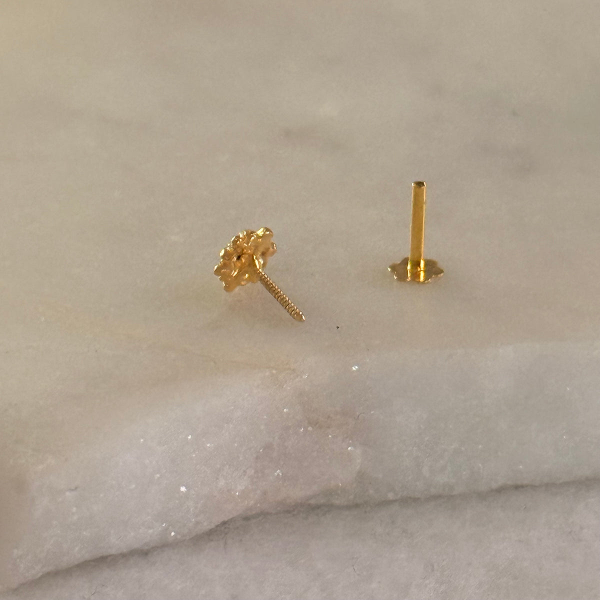Mayfair | 14ct Gold Lily studs (Black cz)