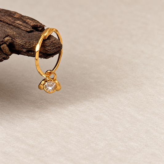 Bella | 18ct gold floral droplet hoop (6,7 & 8mm)