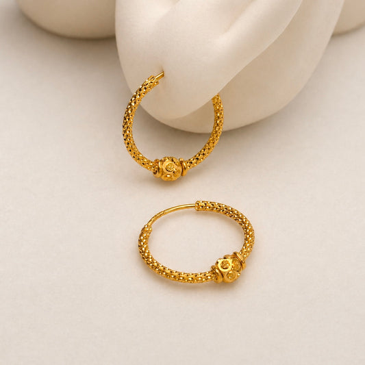 Luna, 22ct gold hoop pair | 19cm