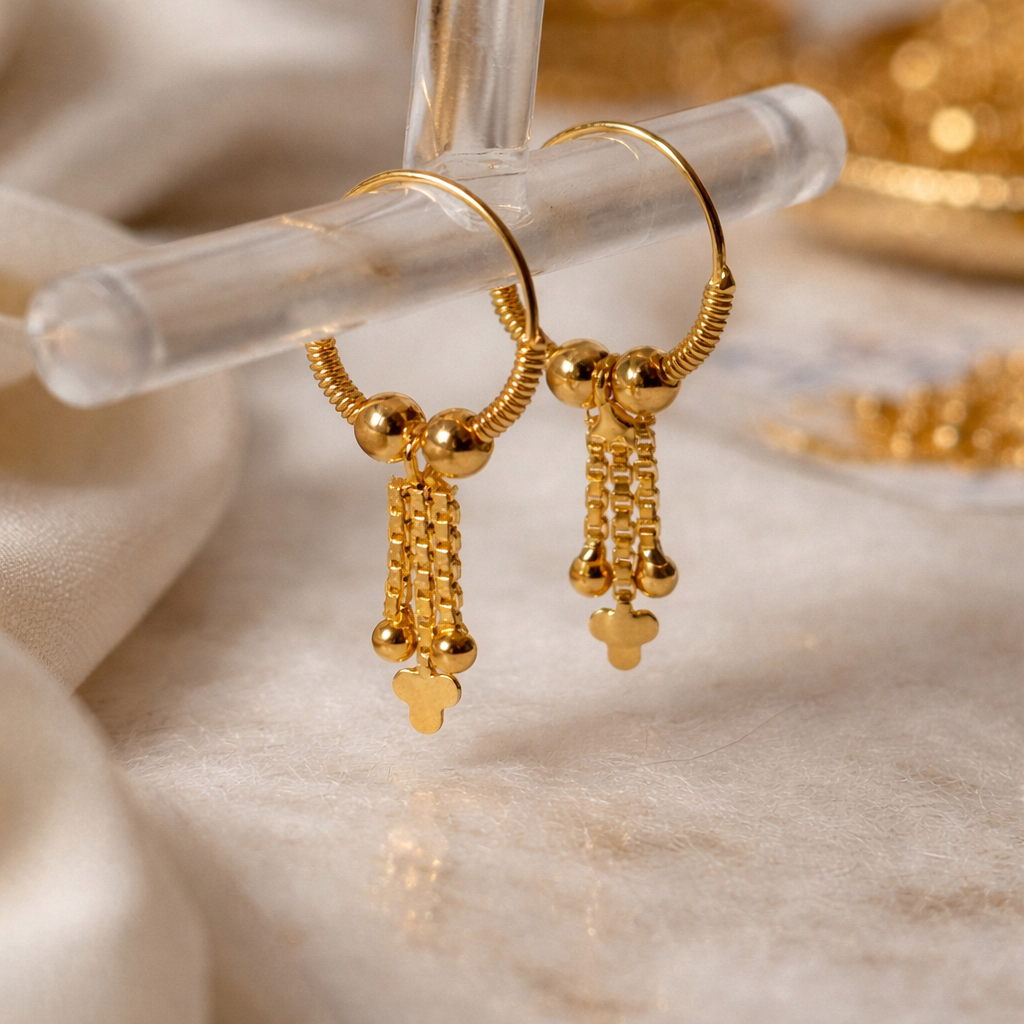 Mini Delhi | 18ct drop hoop, xs