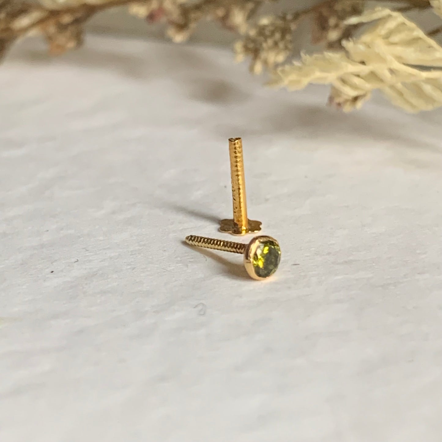 18ct Gold Emerald Green Stud | 3mm