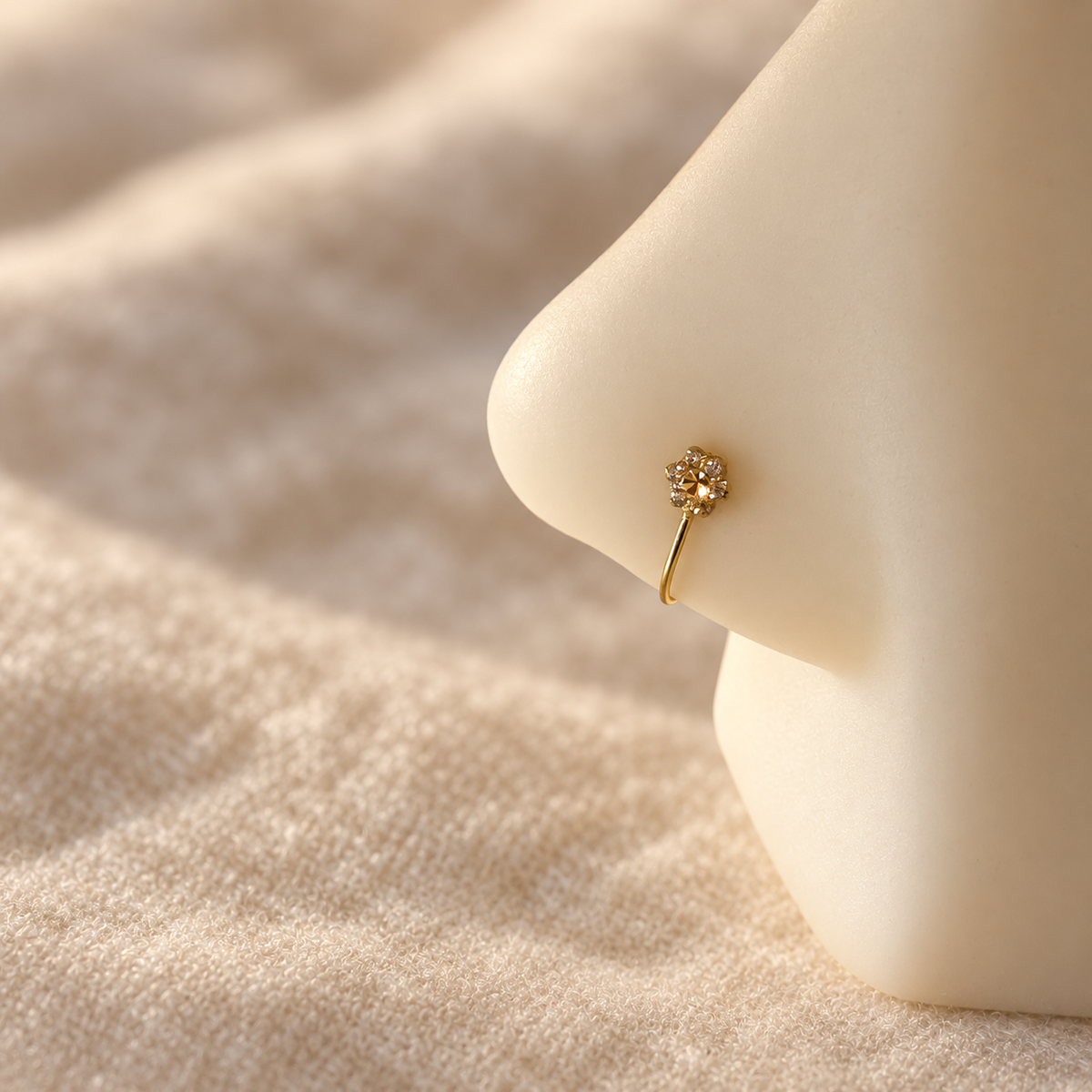18ct gold floral stud (no piercing required)