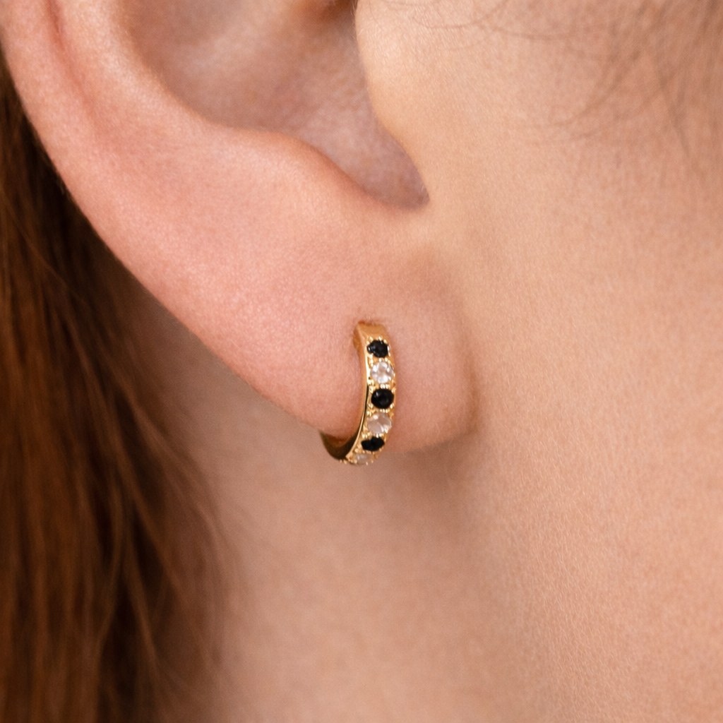 Black beauty, 18ct Gold Hoop | 7mm