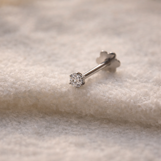 18ct White Gold Stud with cz| 2mm