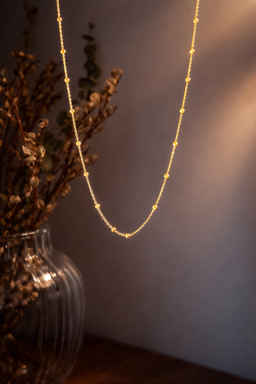 22ct Gold minimalist beaded necklace | 18.5 inches