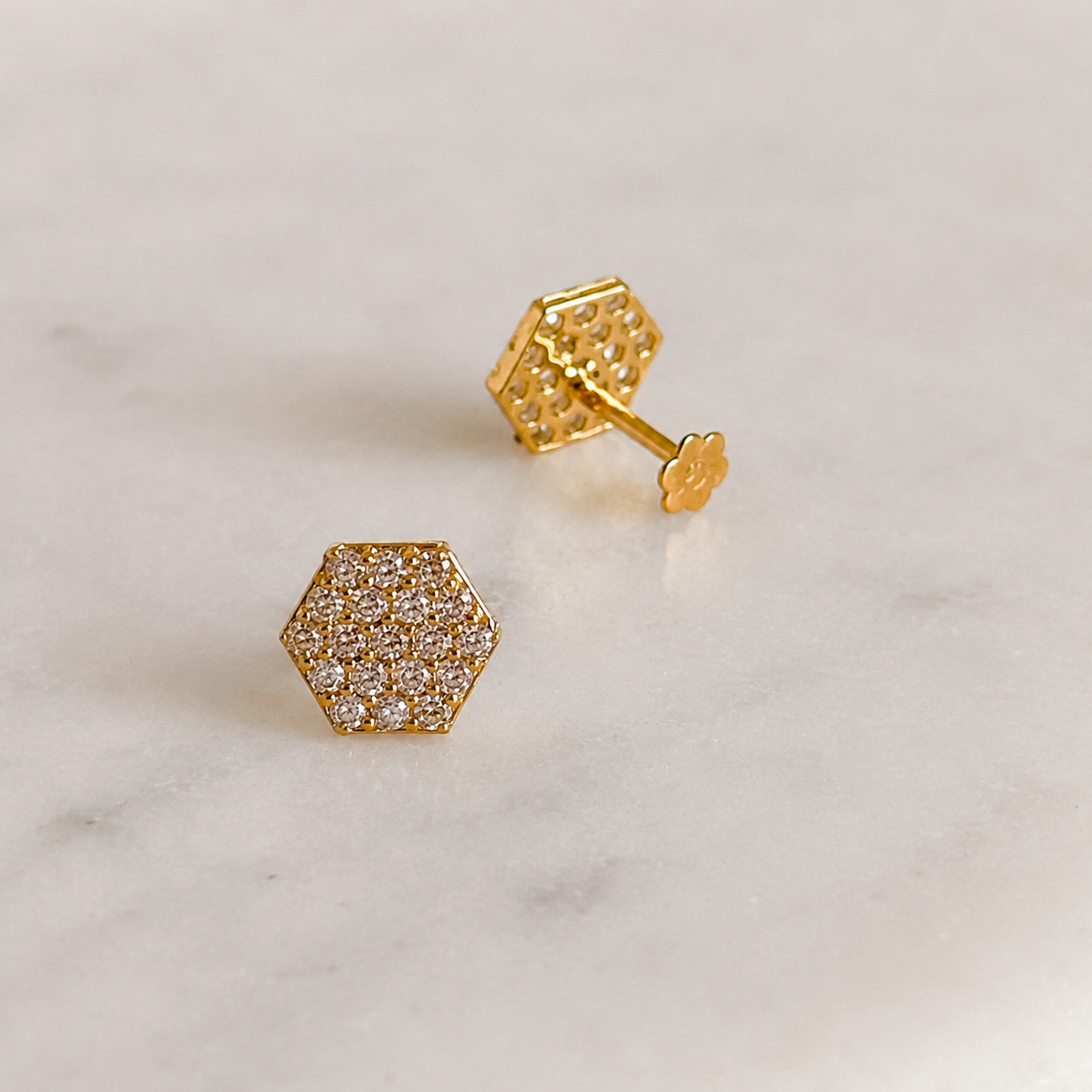 Jordan | 18 carat gold c/z cluster stud | 7mm