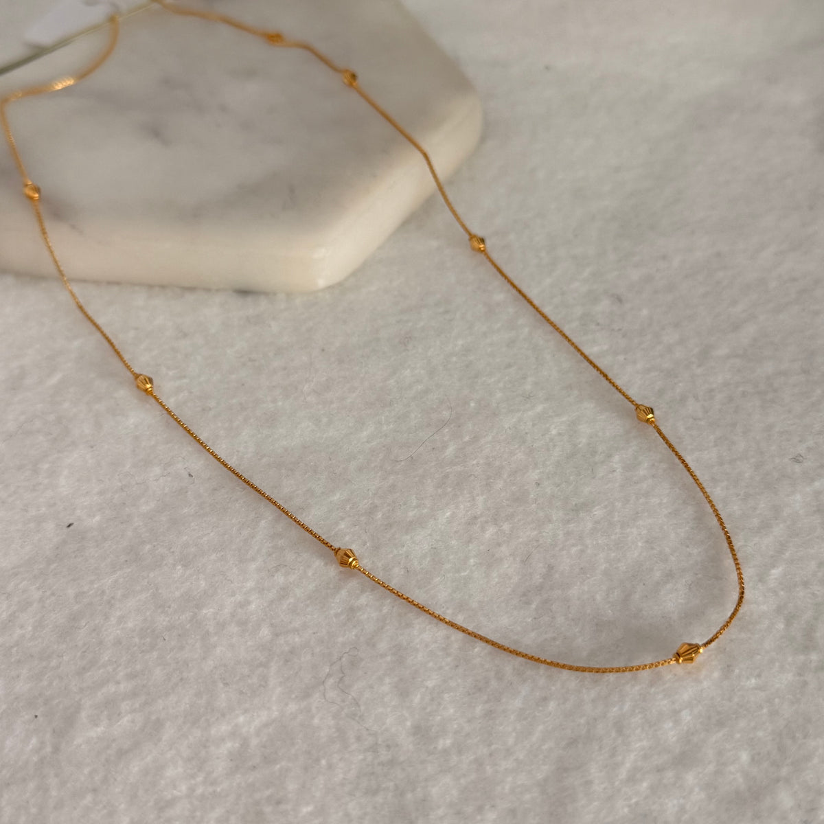 22ct Gold minimalist beaded necklace | 20 inches