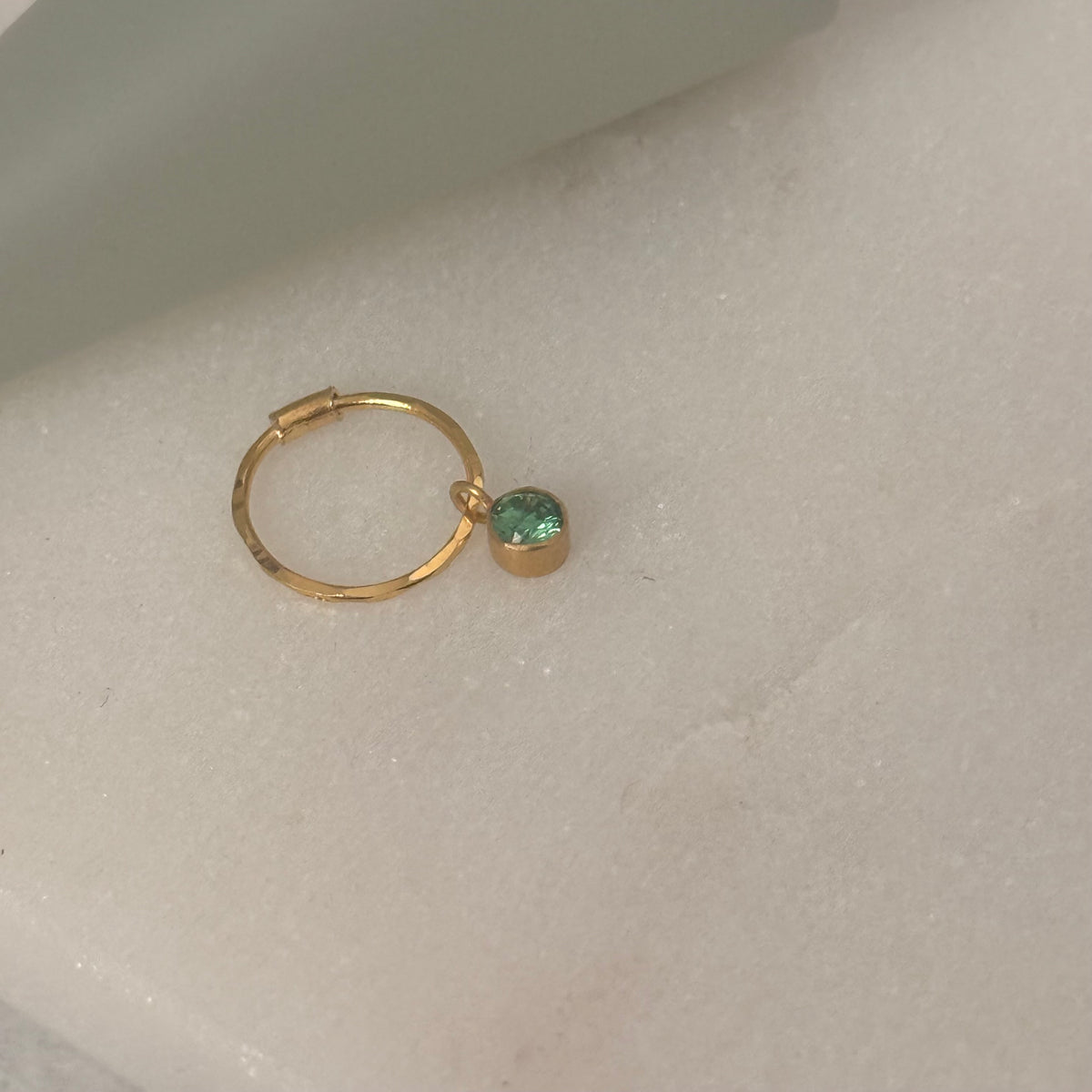 18ct Gold Emerald Drop Hoop | 8mm