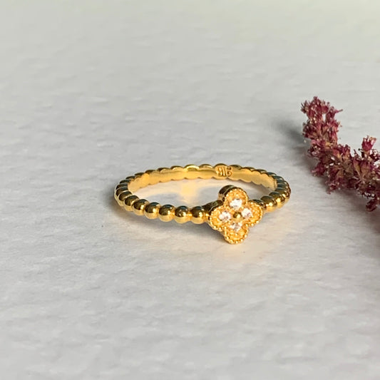 22ct Gold Clover Ring | size O