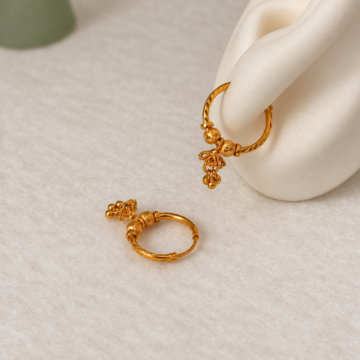 Ayla | 18ct gold petal drop jumka pair