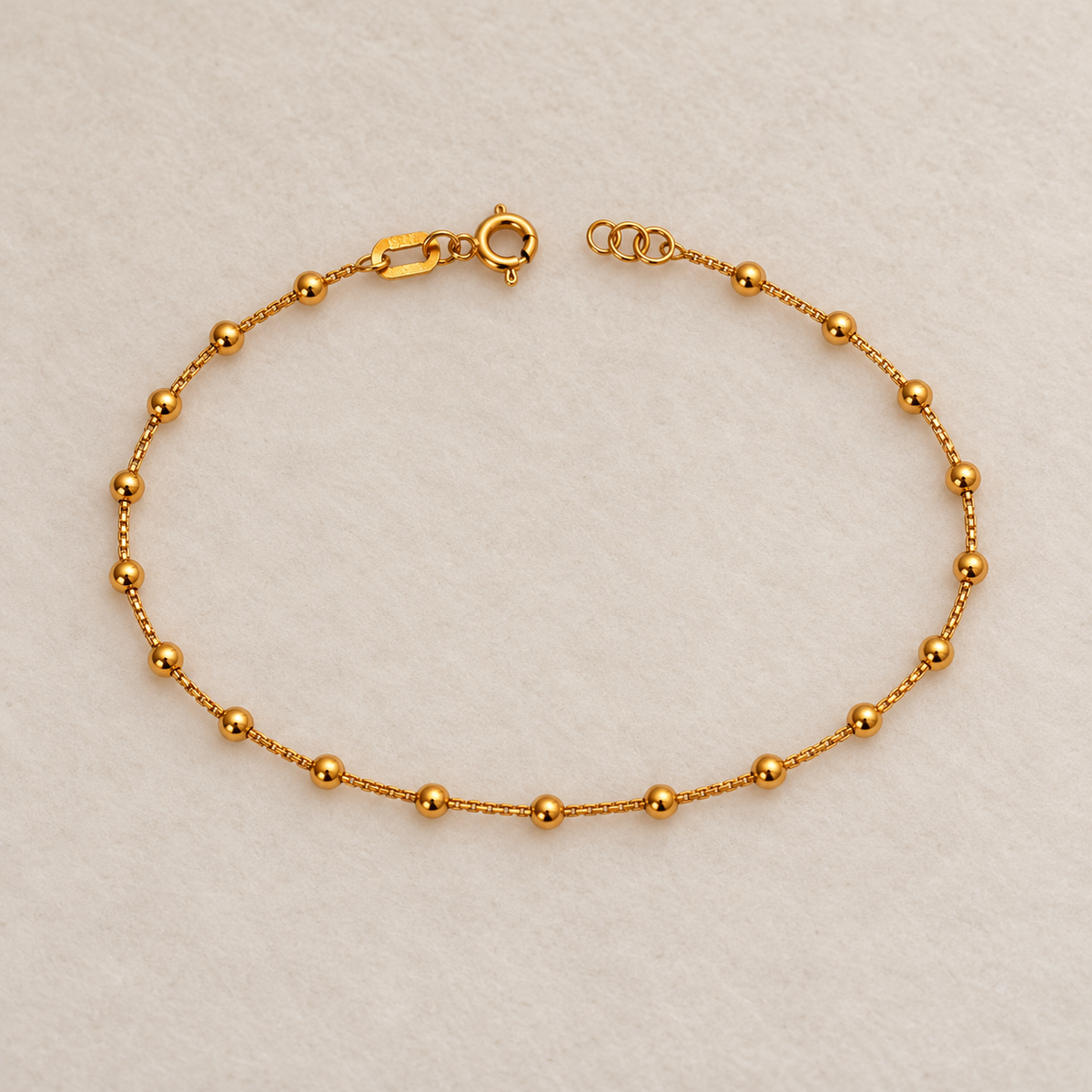Aysha | 22ct gold minimal beaded bracelet | 7.1-7.4 inches