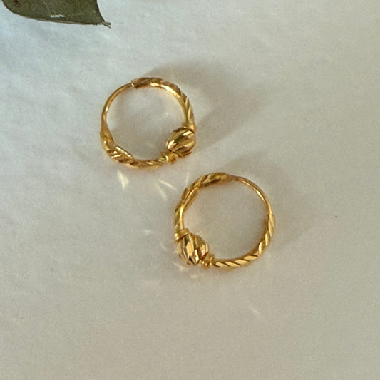 22ct gold extra small hoop pair