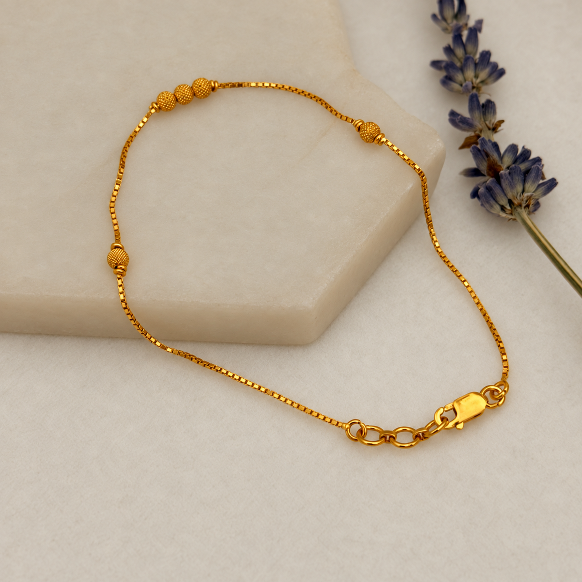 Ambia | 22ct gold minimal beaded bracelet (7.1 - 7.5 inches)